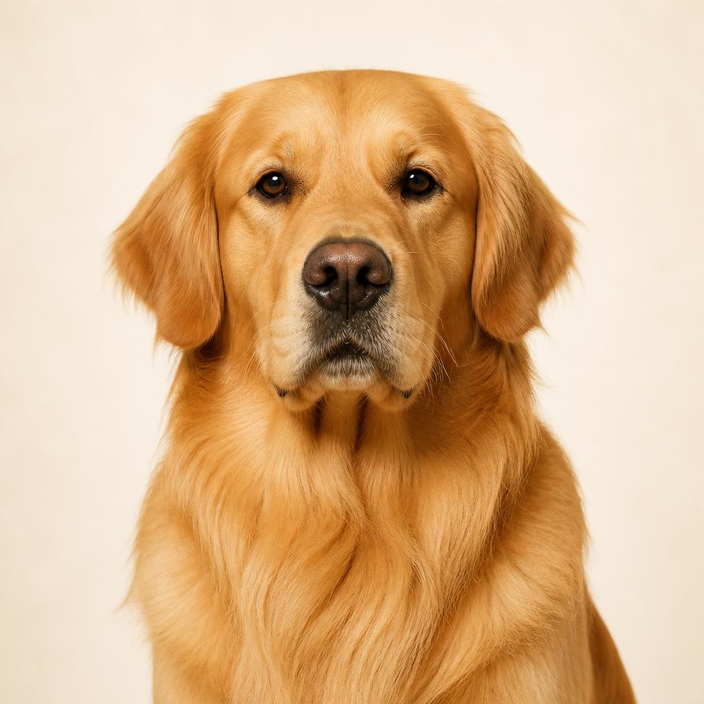 Studio portrait of a golden retriever