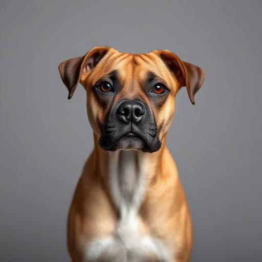 Studio portrait of a fawn boxer